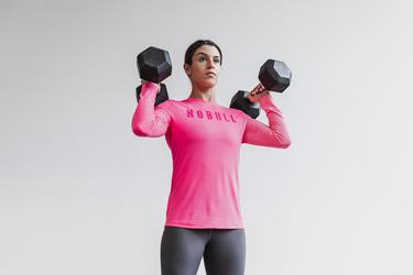Nobull Women's Long Sleeves Pink | Australia (UF9347)
